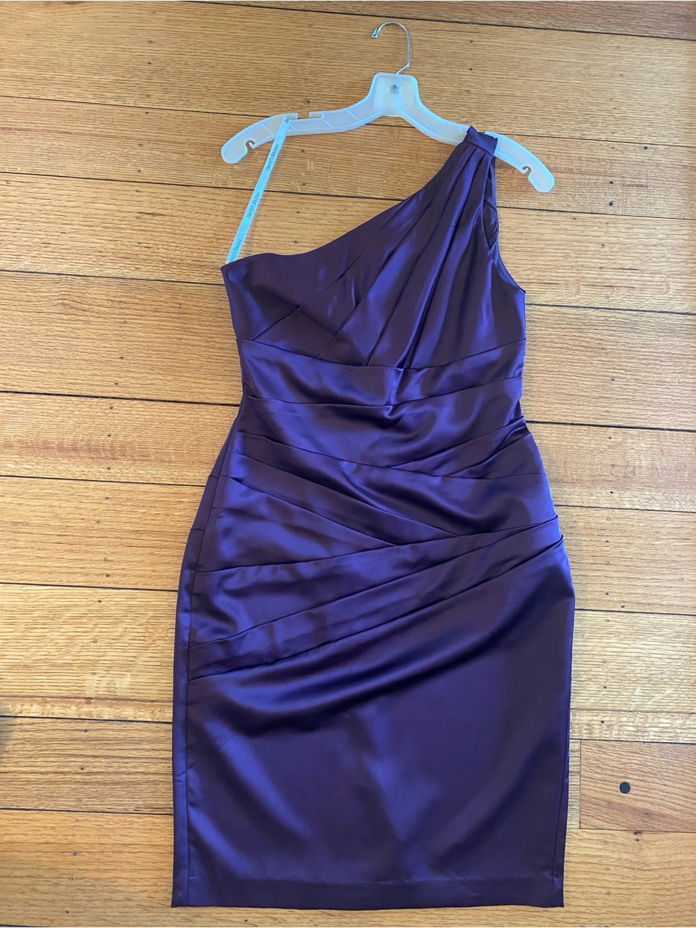 David's Bridal One-Shoulder Deep Purple Satin Dress size 6